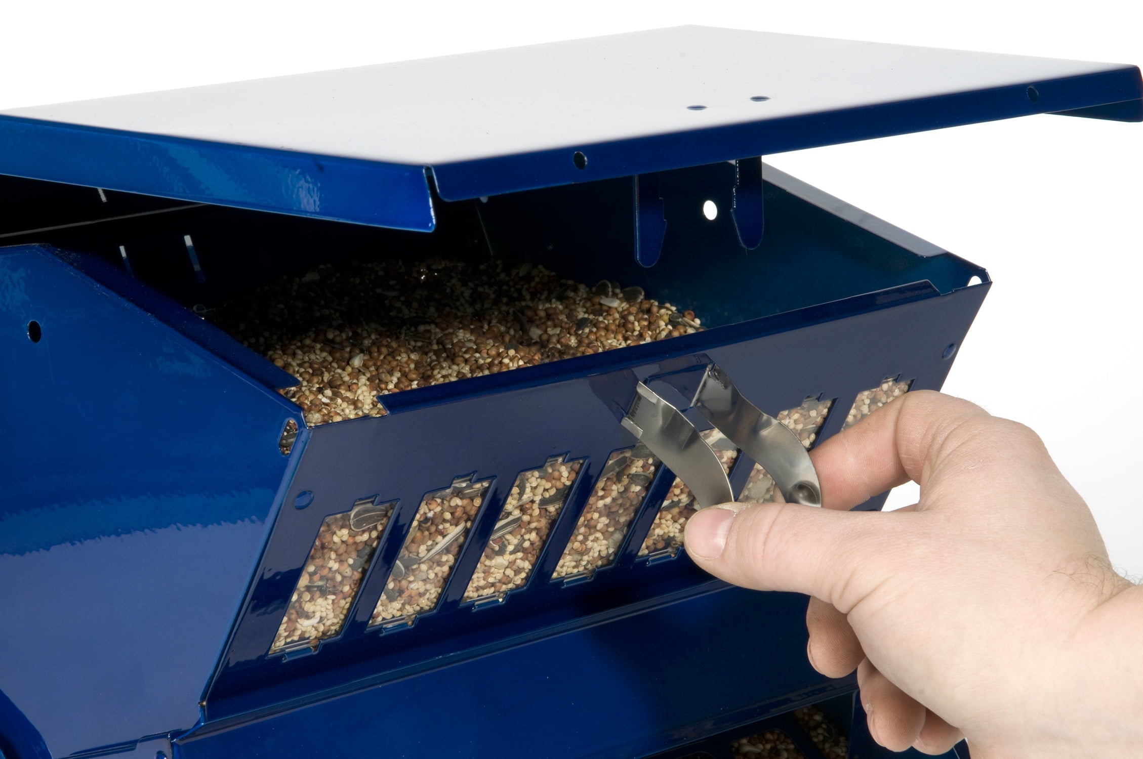 Woodlink Squirrel Resistant Hopper Metal Bird Feeder, Blue