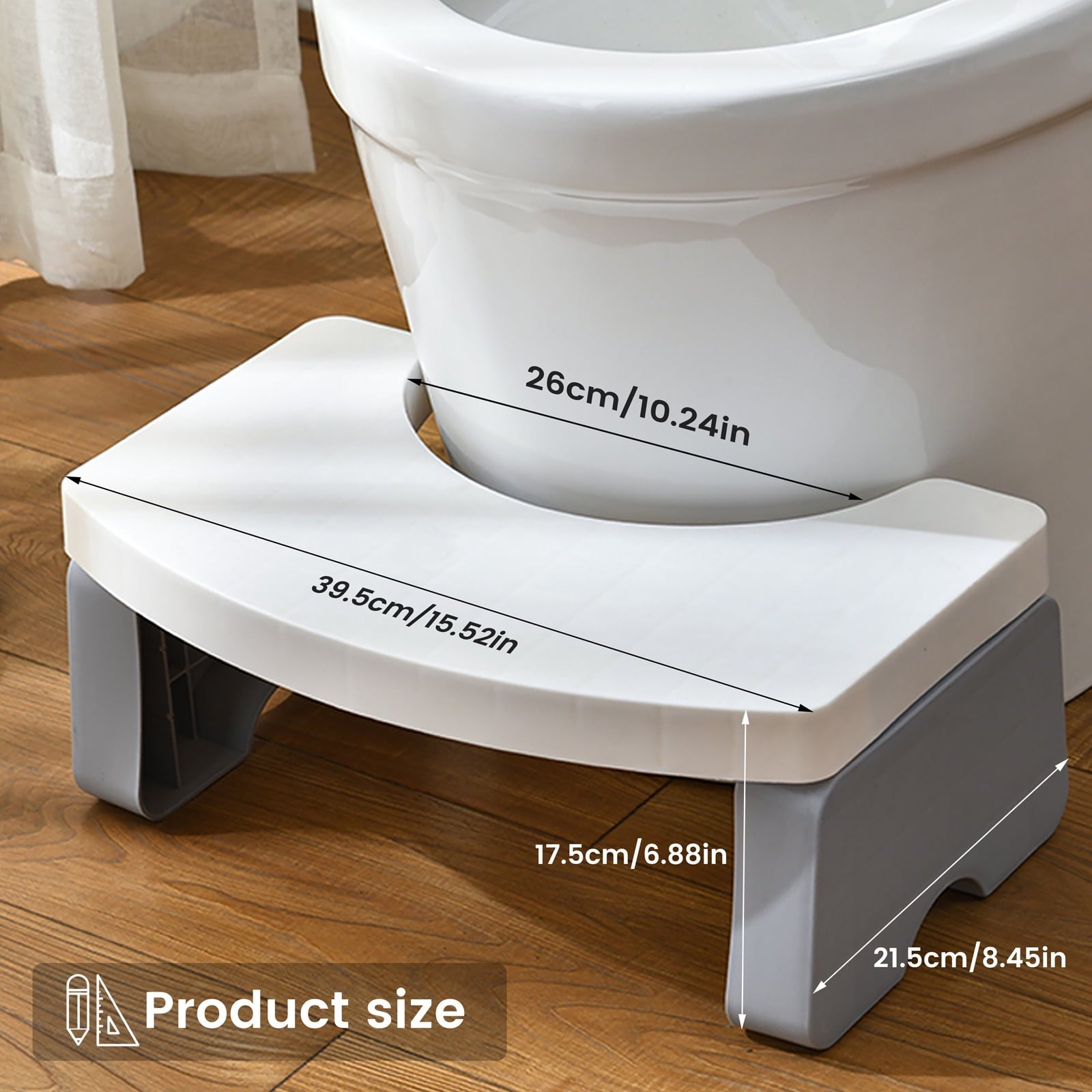ALLJOY Squat Toilet Potty Stool Foldable Plastic Step Stool for Adults Kids Portable Collapsible Toilet Poop Foot Stool for Bathroom,7In