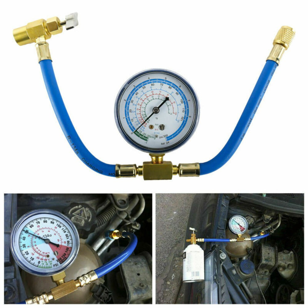 Leke R134A Charging Hose to Refrigerator with Gauge, AC Recharge Hose Kit