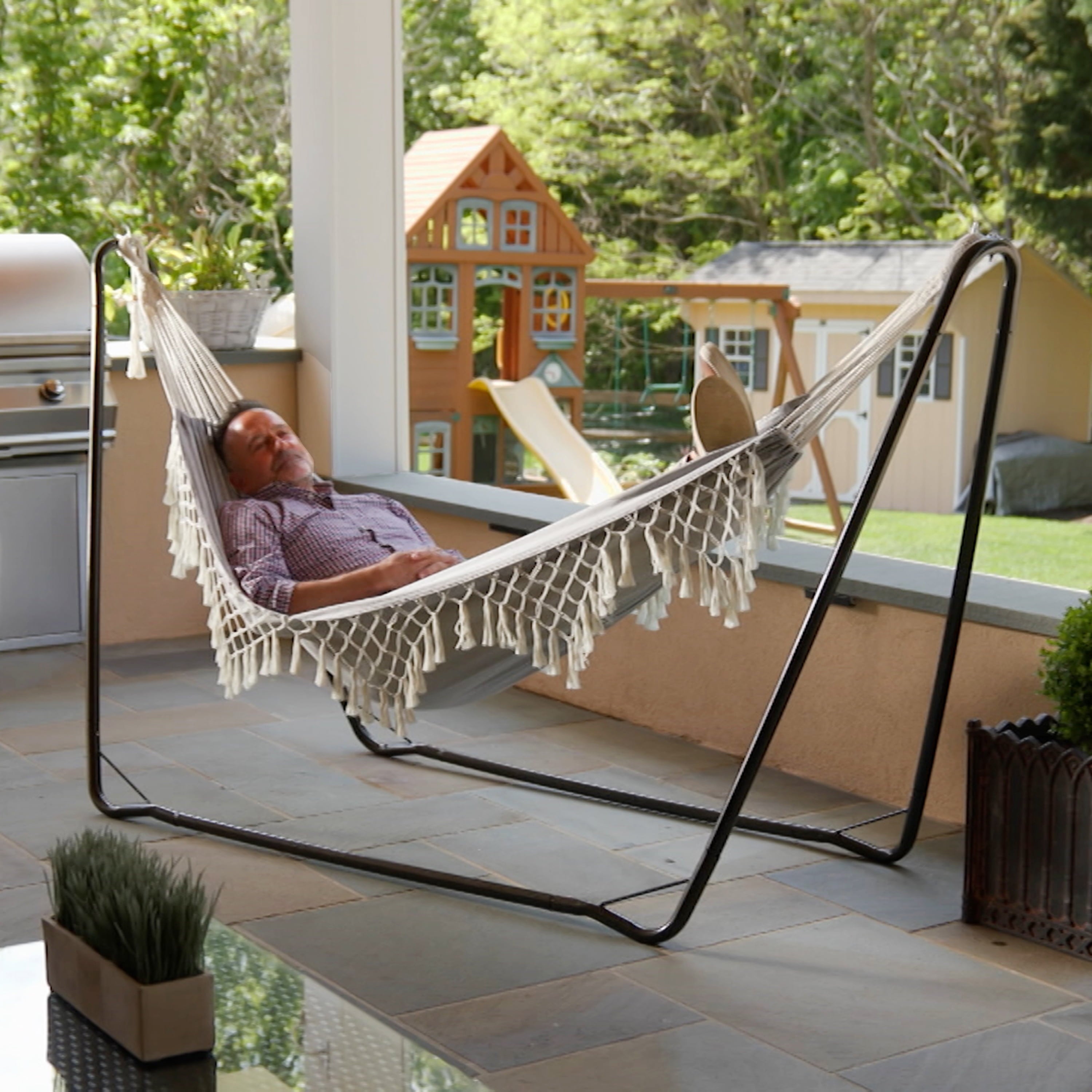 Bliss Hammocks 10-ft Long Hammock Stand W/ Hanging Hooks, 220 lb. Capacity