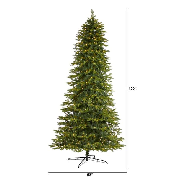10 ft. Pre-Lit Belgium Fir Natural LookArtificial Christmas Tree with 1050 Clear LED Lights