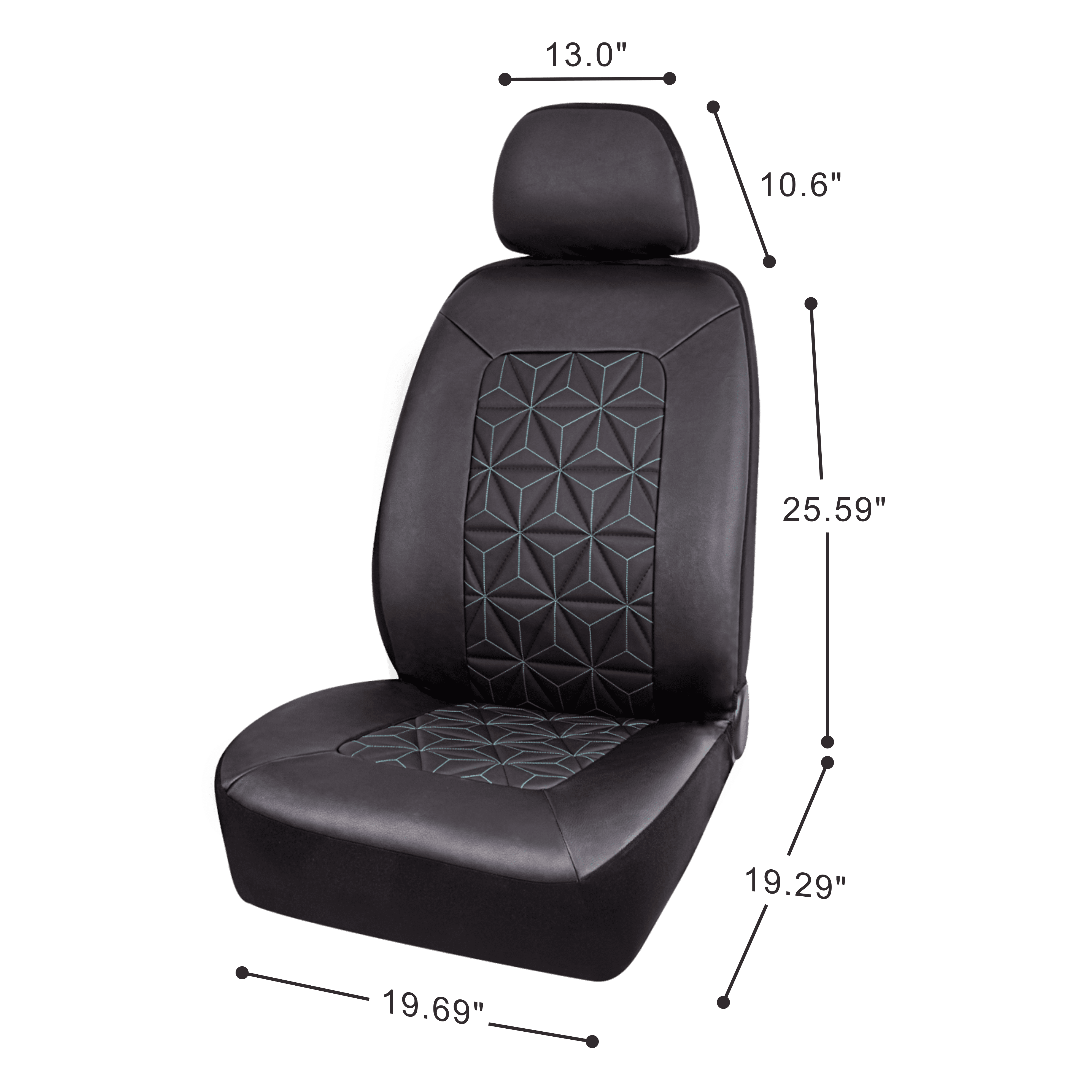 Auto Drive 2PC PVC Quilted Geometric Low Back Seat Covers Leather Teal - Universal Fit, 1902SC54