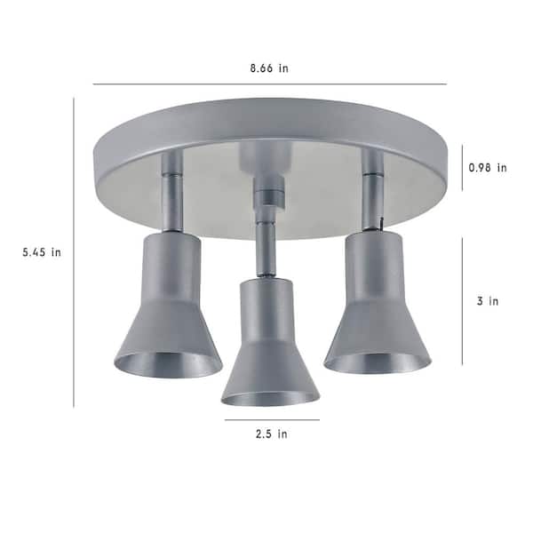 Heba 8.66 in. 3-Light Painted Silver Transitional Canopy Track Lighting Kit with 3 x 50-Watt GU10 Halogen Bulb Included