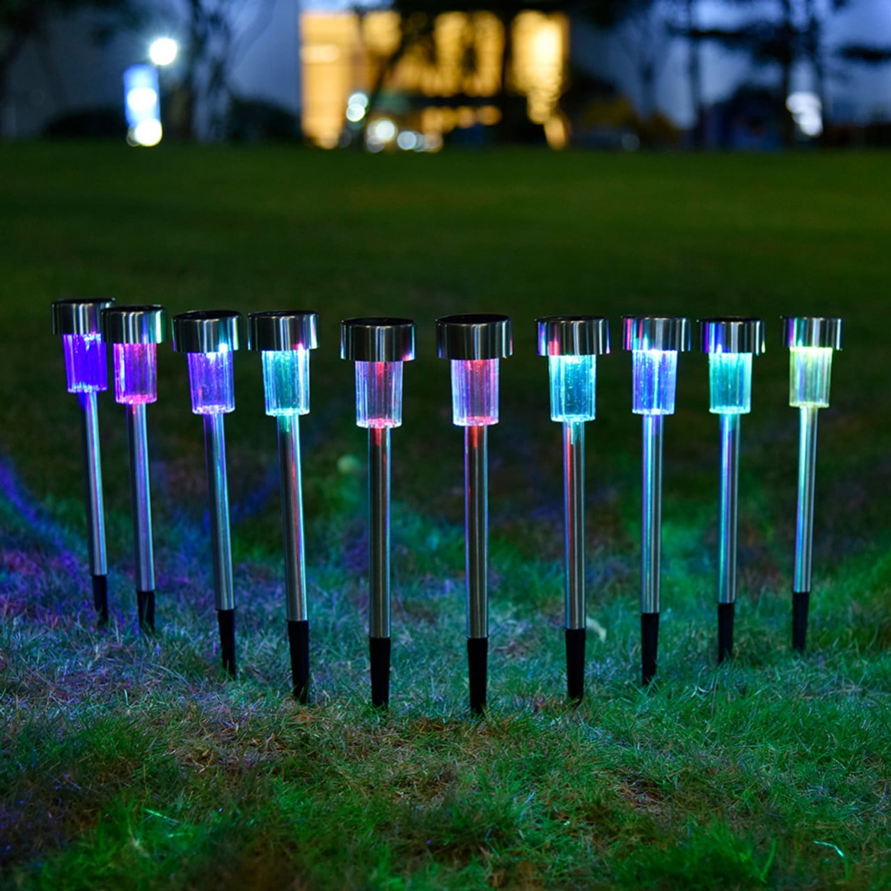 12pk Solar Light Pathway Outdoor Garden Stake Walkway LED 1 Lumen White Lighting