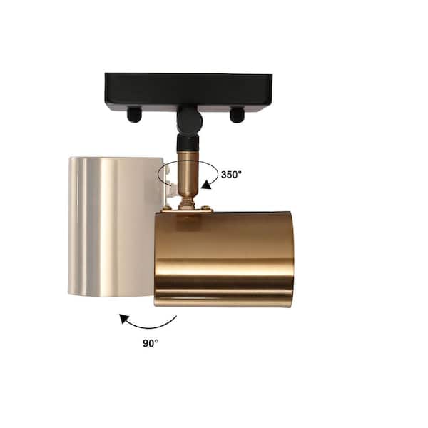 Sharre 1.6 ft. Black Modern Track Lighting Kits, 4-Light Brass Gold Linear Rotating Head Track Light with Metal Shade