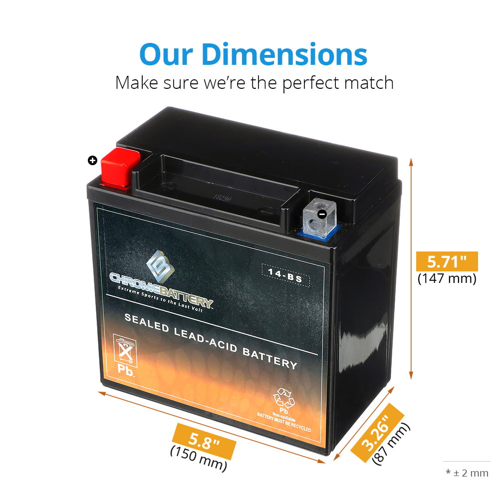 Atv Battery Ytx14-Bs For Honda Trx500Fa Fourtrax Rubicon 500Cc Years (2001-2014)