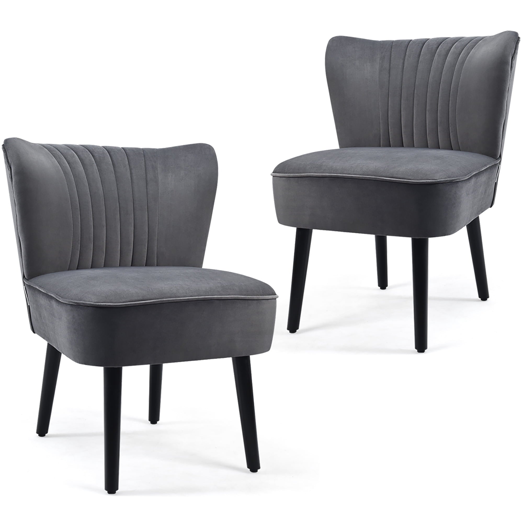 Costway Set of 2 Armless Accent Chair Upholstered Leisure Chair Single Sofa Dark Grey