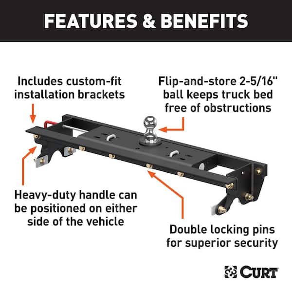 Double Lock Gooseneck Hitch Kit with Brackets, Select Ford F-150
