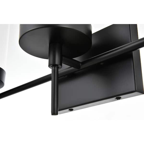 Simply Living 24 in. 3-Light Modern Black Vanity Light with Clear Cylinder Shade