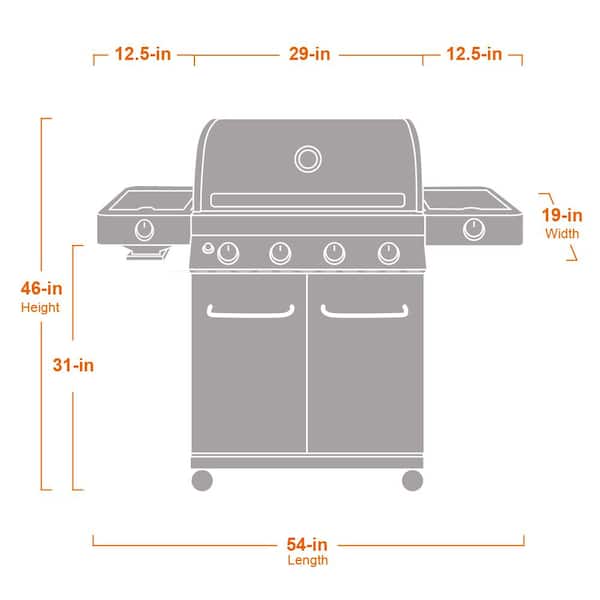 4-Burner Propane Gas Grill in Stainless with LED Controls, Side and Side Sear Burners
