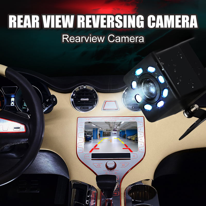 Amerteer Reverse Camera, CCD HD Rear View Camera 170° IP67 Waterproof Reversing Assistance Backup Camera Rear View Monitoring-8 LED