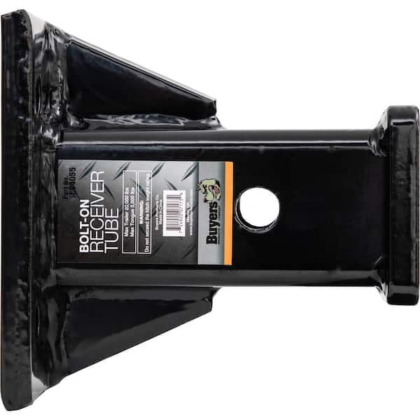 Black Receiver Tube 2 in. I.D. x 6 in. L Welded to 1/2 in. Mounting Plate