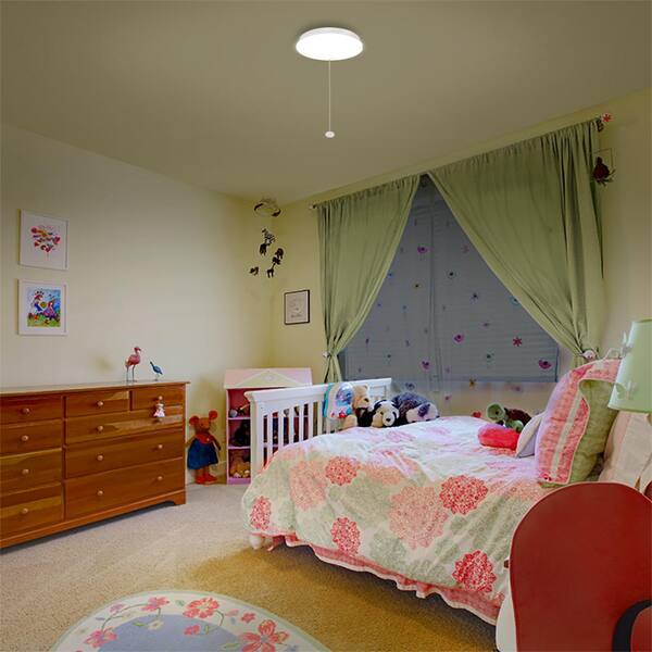 10 in. White Closet Light with Pull Chain LED Flush Mount Ceiling Light 900 Lumens 4000K Bright White