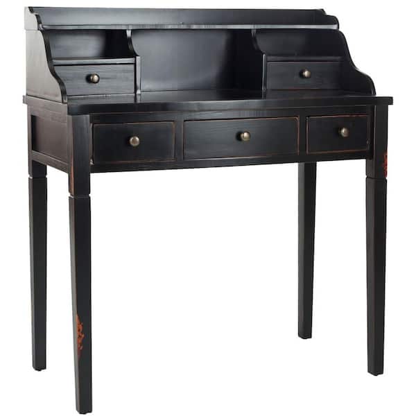 Landon 36 in. 5-Drawer Black Writing Desk