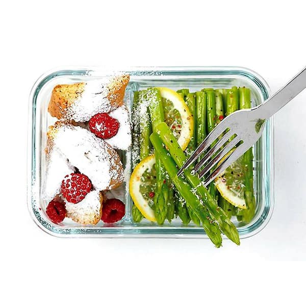 Duo 5-Piece Clear Glass Microwave Safe Divided Food Storage Containers Set