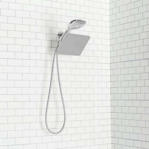 Home Basics, Silver 5 Function Dual Shower Massager with Rainfall Head Set