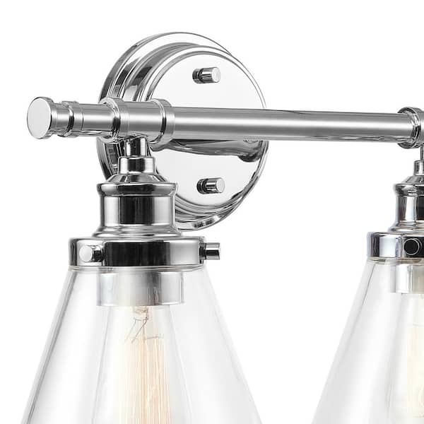 Parker 2-Light Chrome Vanity Light with Clear Glass Shades