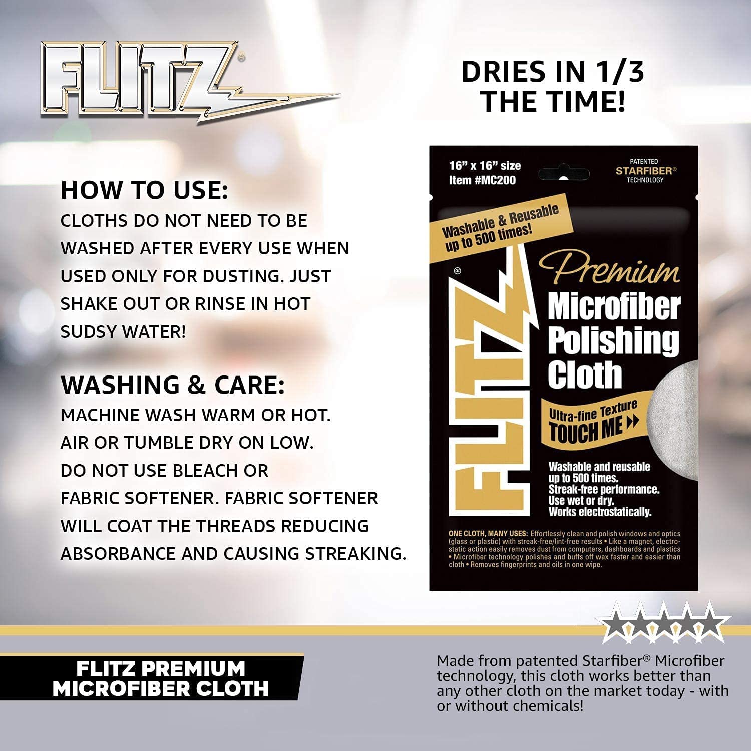 Flitz Microfiber Polishing Cloths - 16