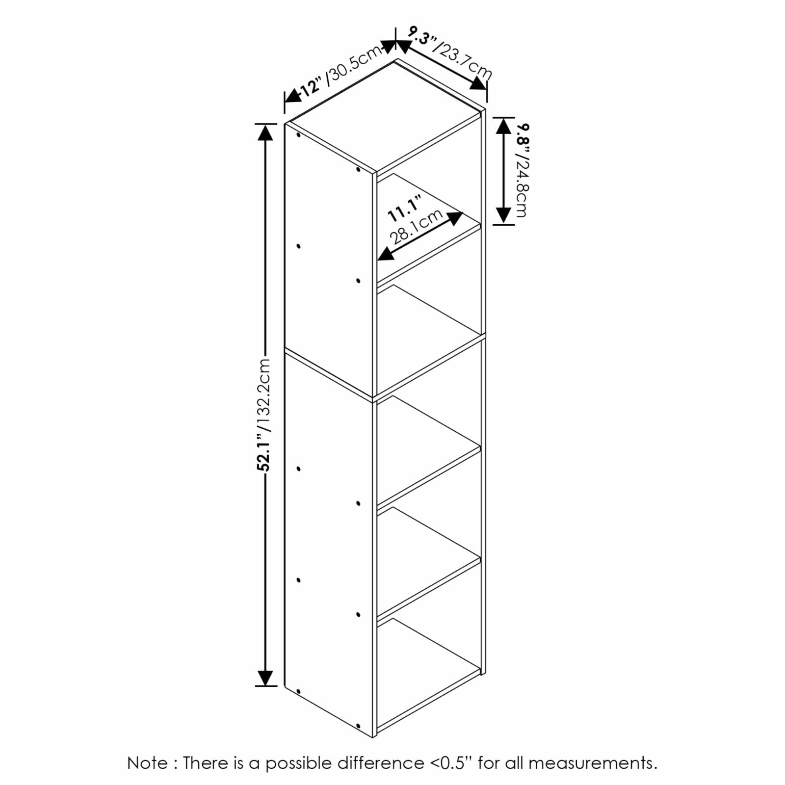 Furinno Pasir 5-Tier Open Shelf Bookcase, Pink/White