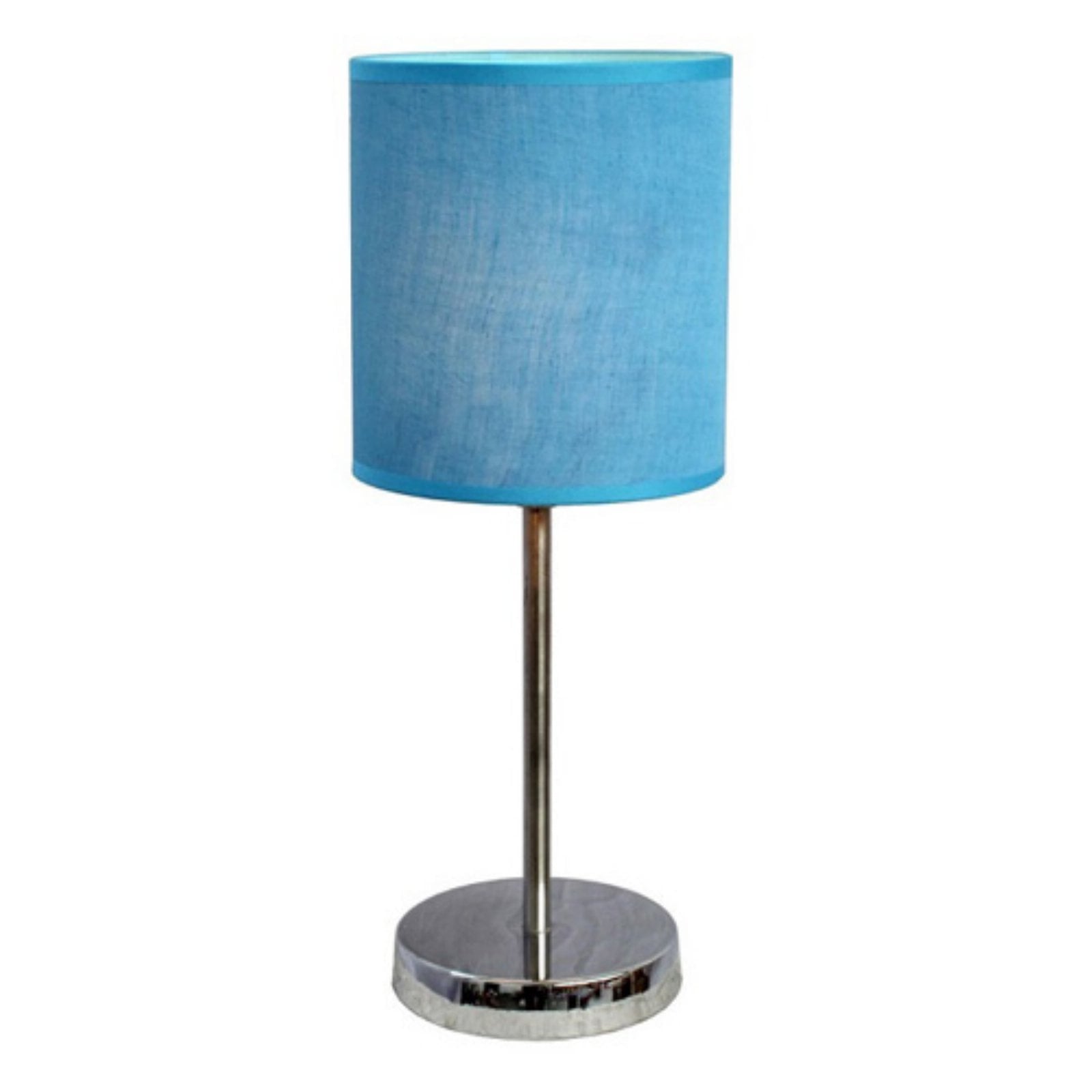 Simple Designs Chrome Mini Basic Table Lamp with Fabric Shade, White (H -11.8