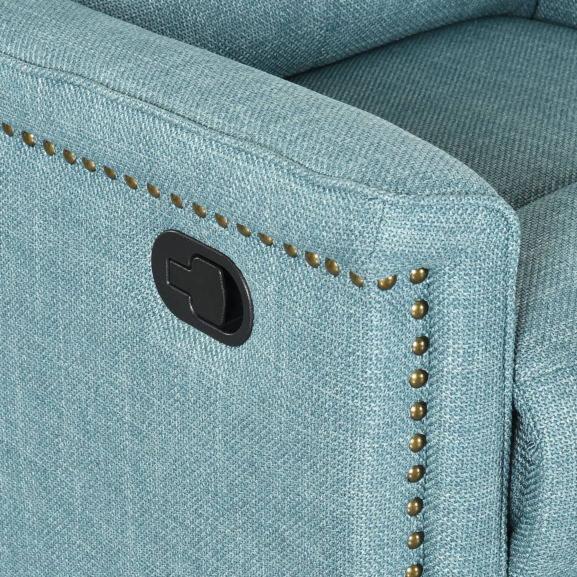 Dextrus Upholstered Recliner Chair Single Sofa Adjustable Home Theater Seating w Studded, Blue A