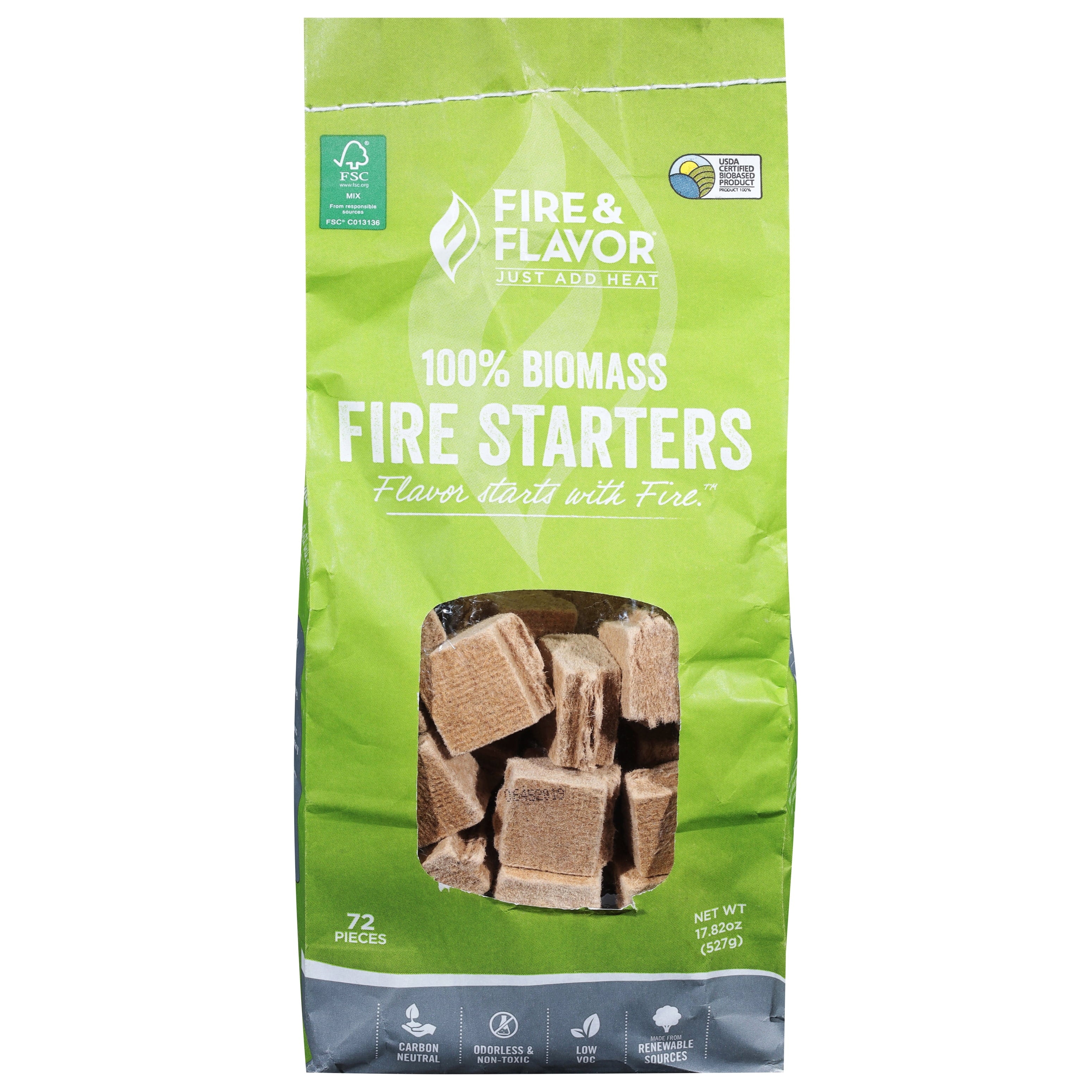 Fire & Flavor FFFS104 Biomass Fire Starter Cubes, 72 Pieces