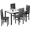 uhomepro 5 Pieces Dining Table Set, Elegant Marble Top Kitchen Table and Chairs for 4, Metal Frame Table and 4 Velvet Upholstered Chairs Perfect for Kitchen Breakfast Nook Bar Small Apartment