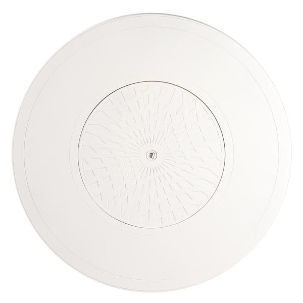 44 in. x 44 in. White Round Aluminum Propane Fire Pit Table with Glass Beads, 2 Covers, Lid, 55,000 BTUs