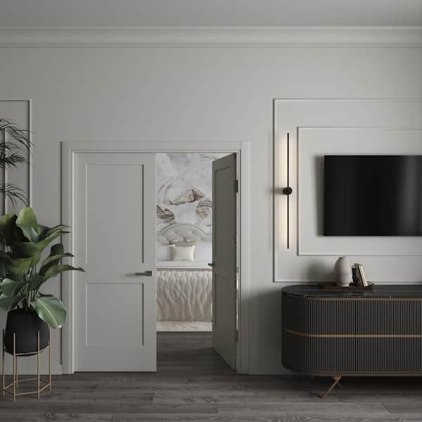 34 in. x 80 in. Double Panel Solid Core Composite Wood Primed Smooth Texture Interior Door Slab