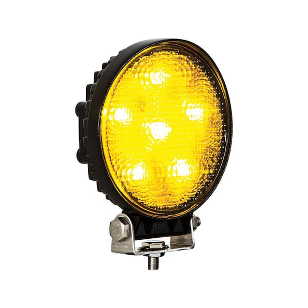 4.5 in. Diameter Truck Car Utility Off Road Vehicle Boat Marine Mounted LED Round Flood Work Light, Amber