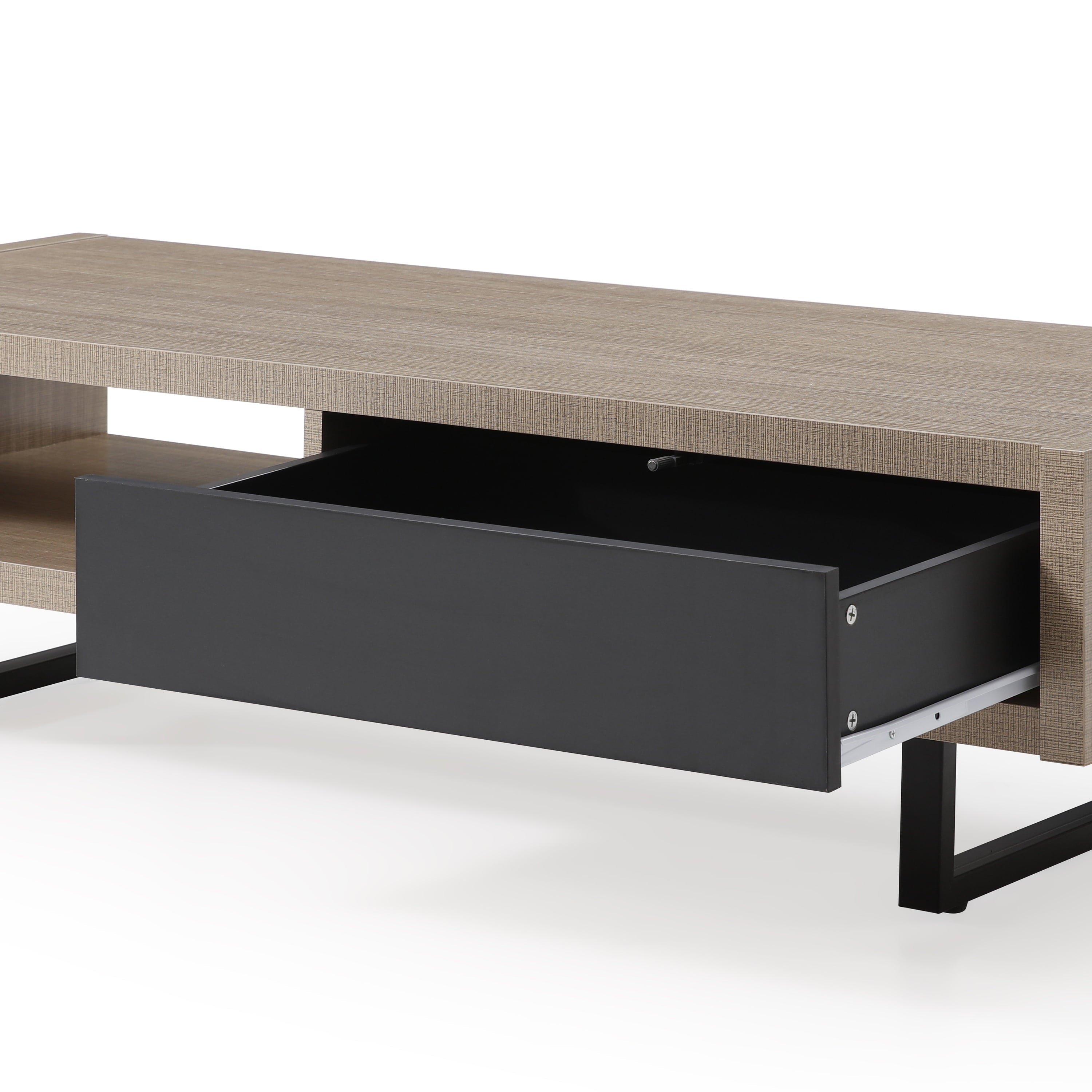 MF Studio Modern Glass Top Geometric Coffee Table, Black