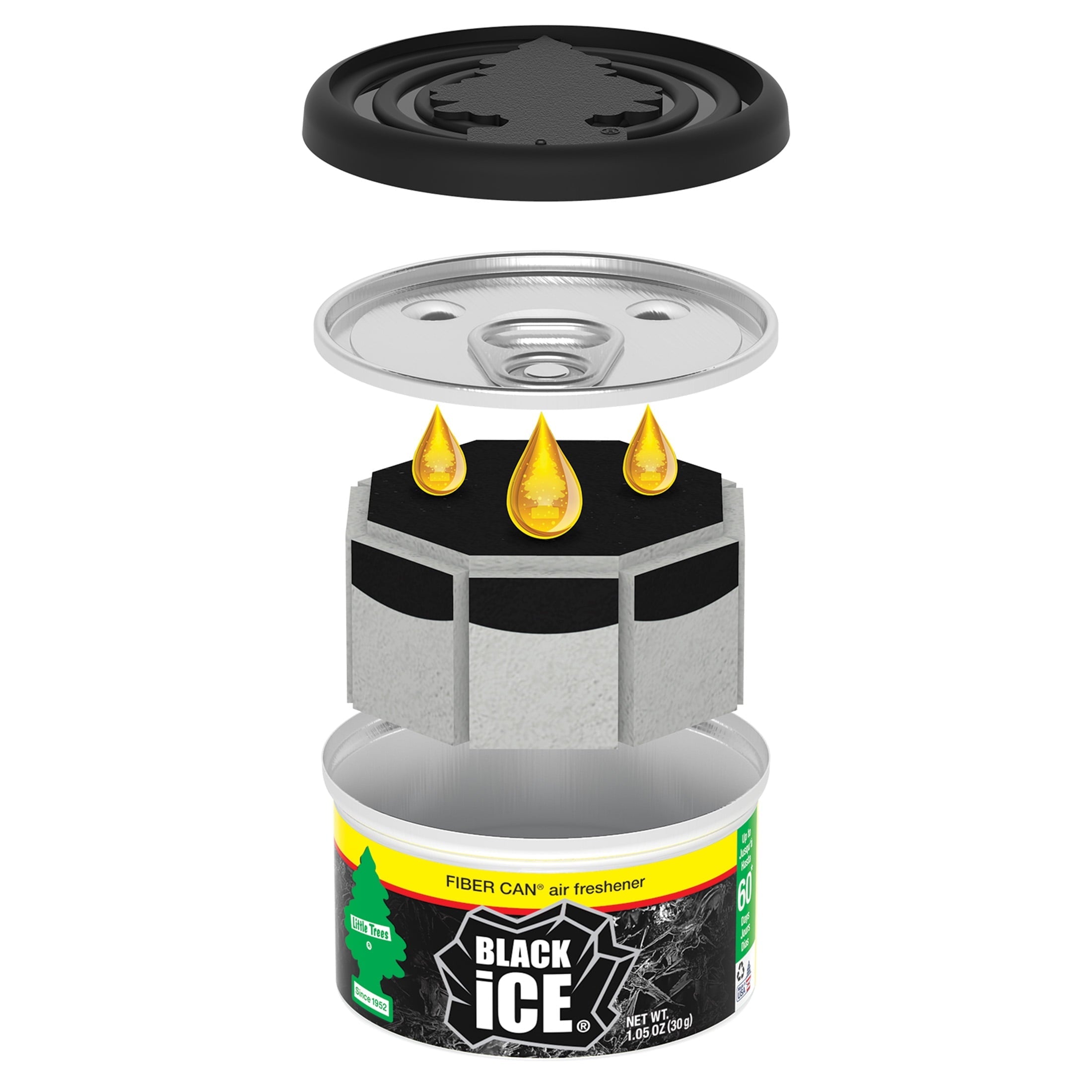 Little Trees Air Freshener Fiber Can Black Ice 1.05 oz