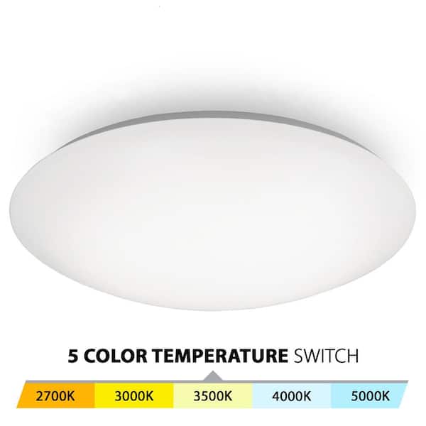 Glo 16 in. 1-Light White Selectable LED Flush Mount 2700K-3000K-3500K-4000K-5000K