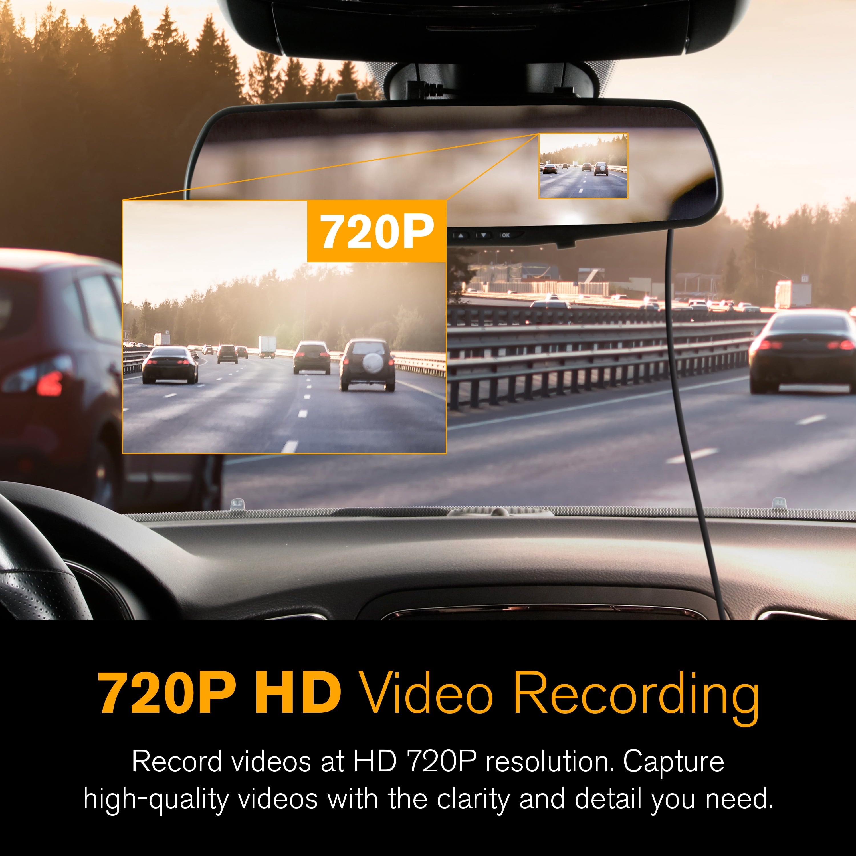 YADA 720P Mirror Roadcam, Add-on Rear View Mirror & HD Dash Cam 2-in-1, 2.4