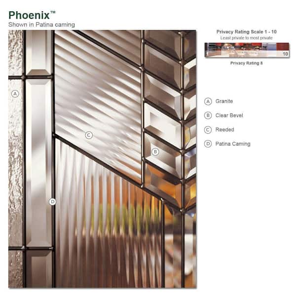 63.5 in.x81.625in.Phoenix Patina Craftsman Stained Chestnut Mahogany Left-Hd Fiberglass Prehung Front Door w/Sidelites