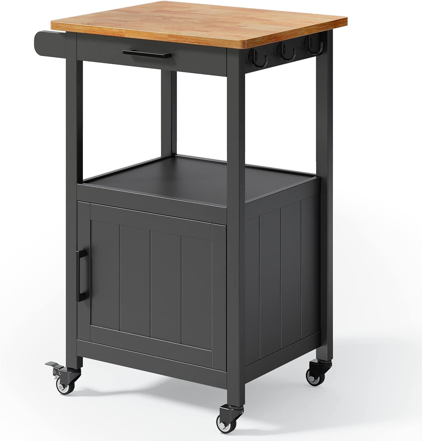 Lofka Small Rolling Kitchen Island with Single Door Cabinet and Storage Shelf,18