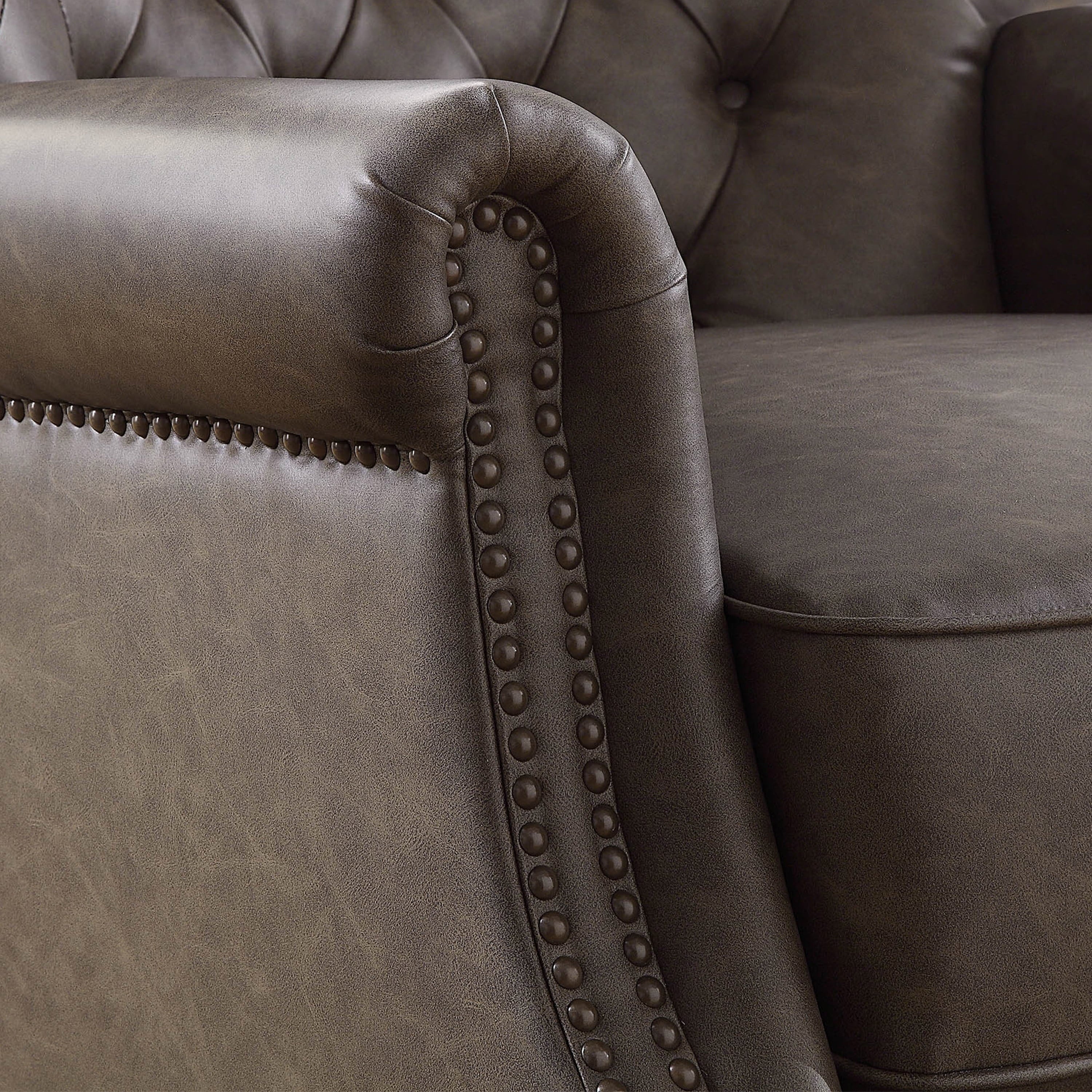 Better Homes & Garden Tufted Push Back Recliner, Brown Faux Leather Upholstery