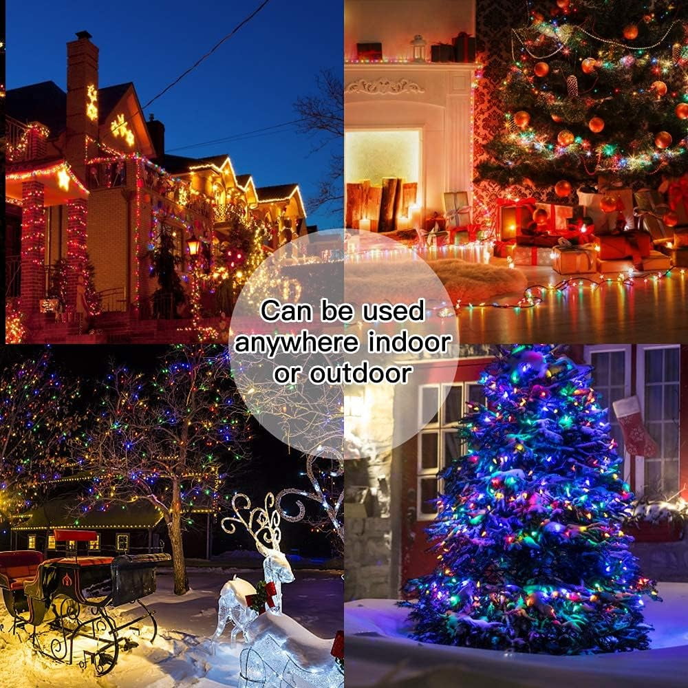 Battery Powered Christmas Lights, Quntis Christmas Tree Lights 132ft 300 LED Christmas String Lights Battery Operated Timer 8 Modes Waterproof Decorative Lights for Holiday Wedding Party Multicolor