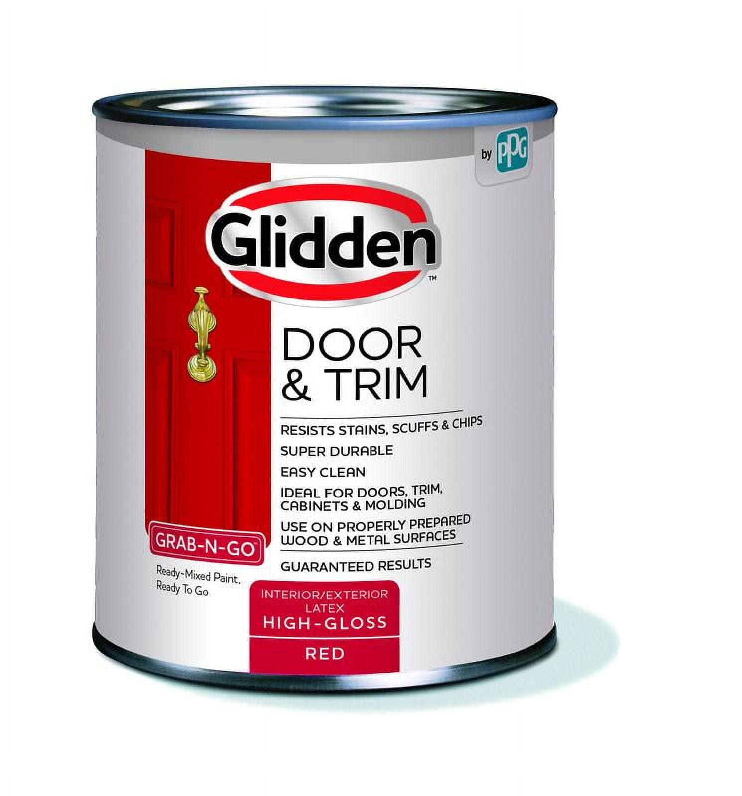 Glidden Door & Trim Grab-N-Go Interior/ Exterior Paint, High-Gloss,  Red, 1 Quart