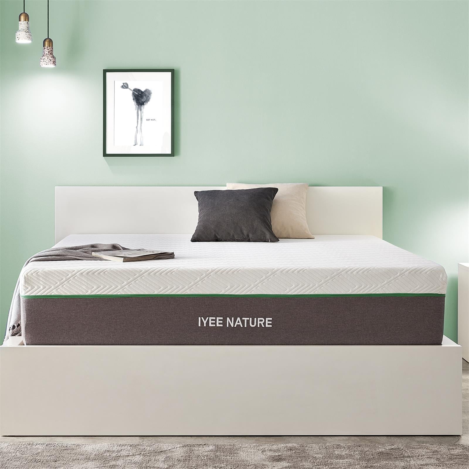Size Mattress, 12 Inch Iyee Nature Cooling-Gel Memory Foam Mattress Bed in a Box