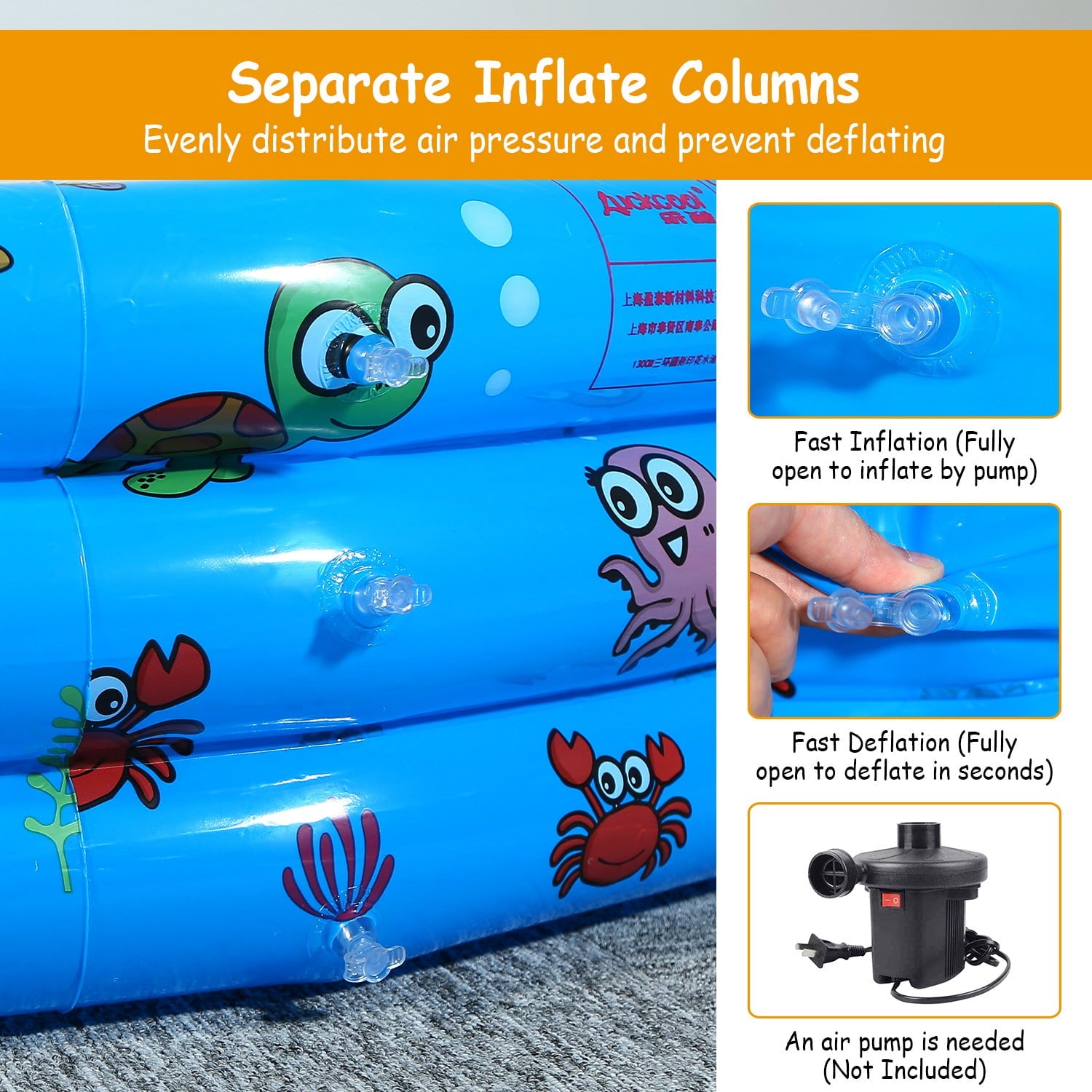 iMounTEK Kid Family Pool, 51x13” Inflatable Swimming Pool for 3 Kids with 4 Bottom Water Drain Plug