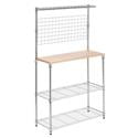 Honey Can Do 3-Tier Urban Bakers Rack with Hanging Bar, Chrome/Natural