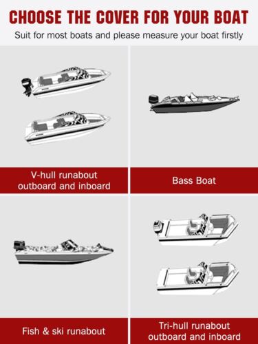 Heavy Duty 600D Marine Grade Polyester Waterproof Boat Cover, All Weather Pro...