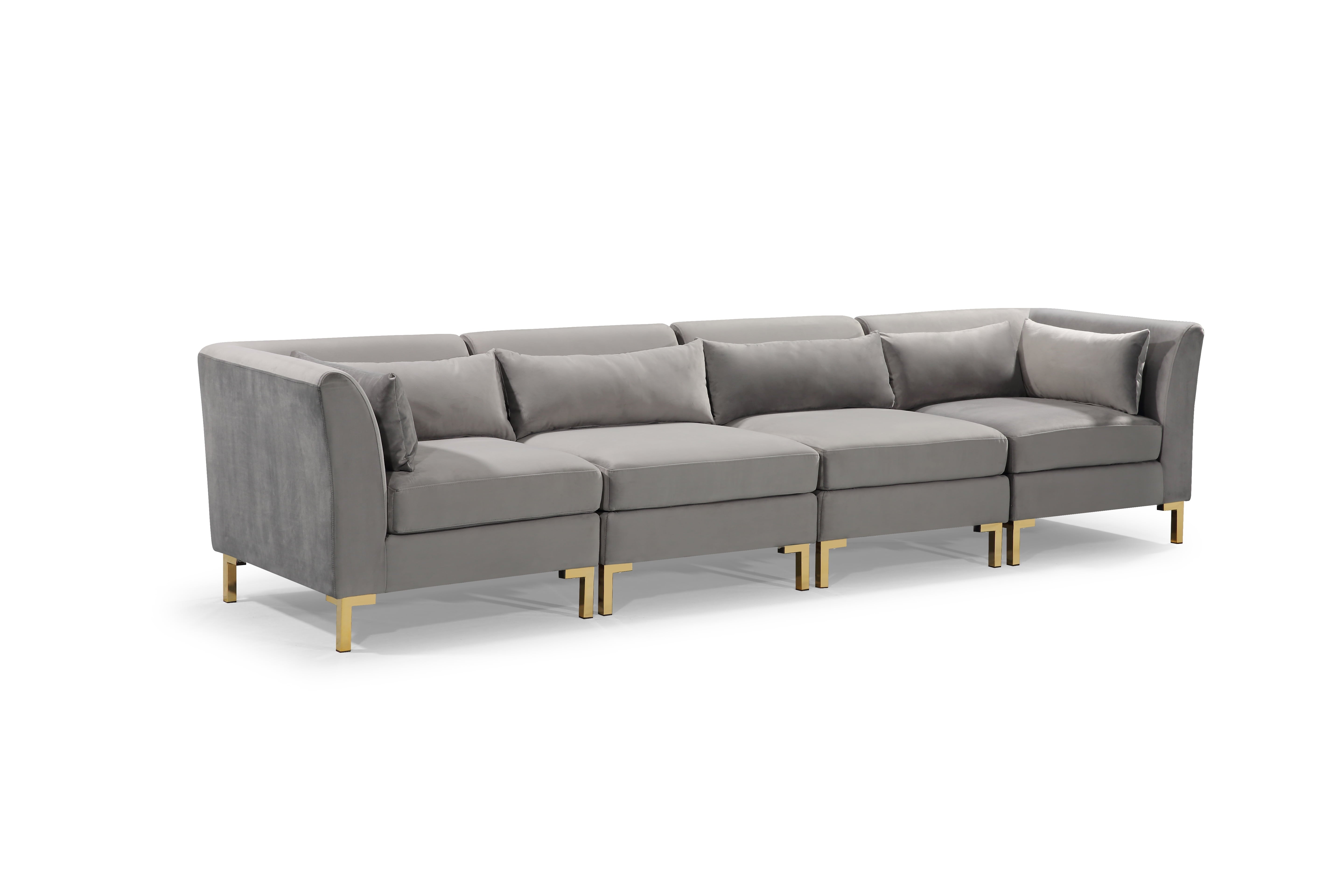 Chic Home Guison Sectional Sofa, Grey Velvet