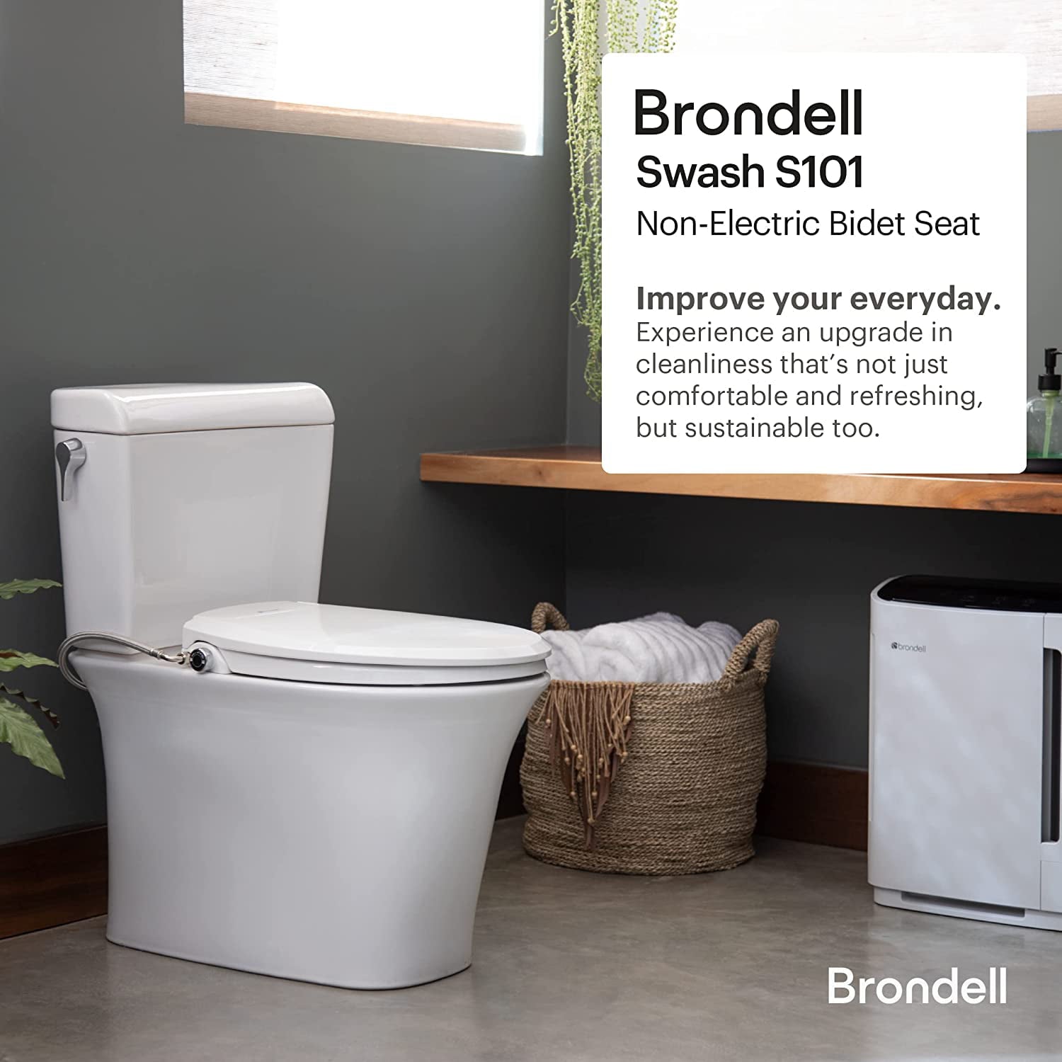 Brondell Swash Ecoseat White Elongated Bidet System