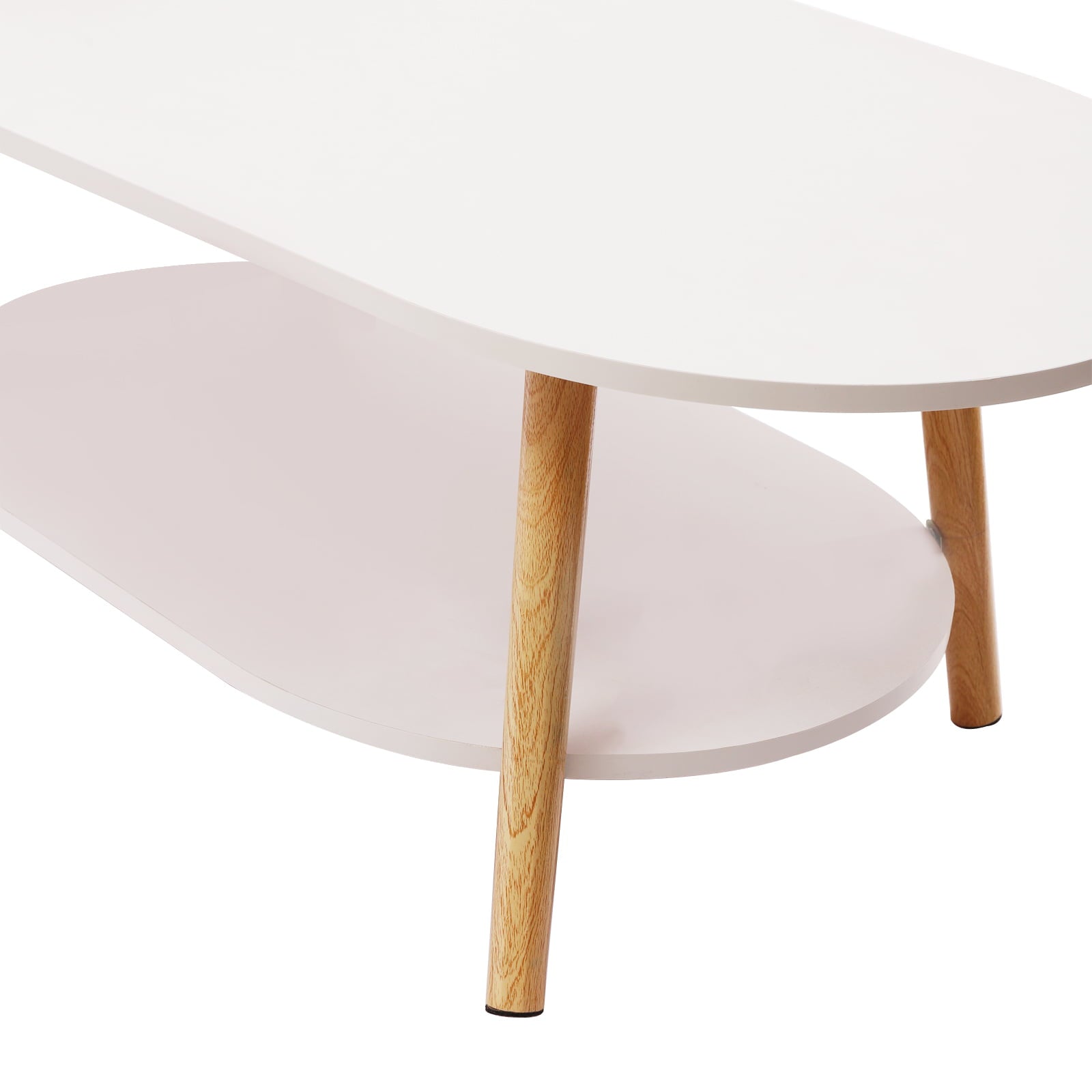 Loyalheartdy Sofa Table Nesting Table White MDF Coffee Table End Desk Non-slip Foot Pad