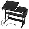 DEXTRUS Portable Laptop Table with Charging Station, Height Adjustable Standing Rolling Computer Desk with Tiltable Tabletop and Storage Bag