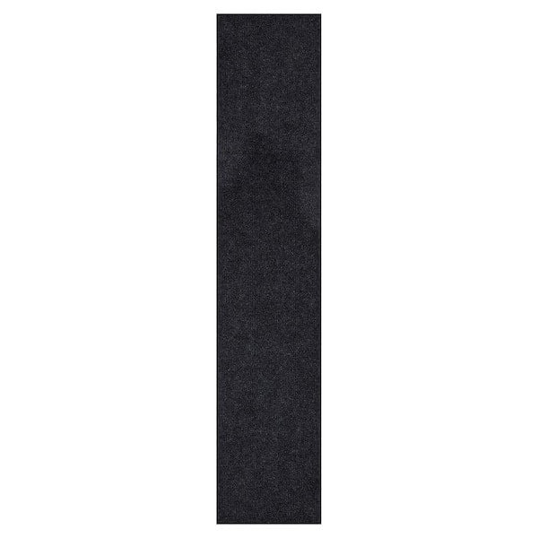Ribbed Waterproof Non-Slip Rubberback Runner Rug 2 ft. 7 in. W x 18 ft. L Black Polyester Garage Flooring