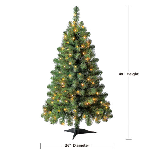 4' Pre-Lit Indiana Spruce Artificial Christmas Tree, Clear Incandescent Lights