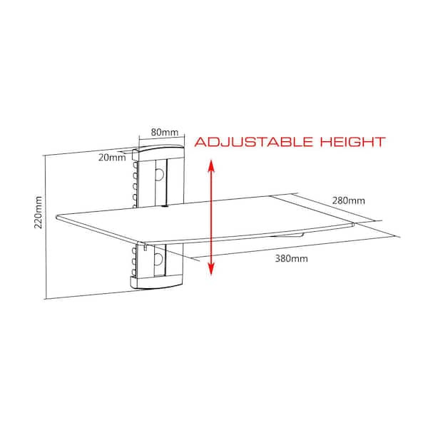 Universal Single Shelf Wall Mount for A/V Components, Black